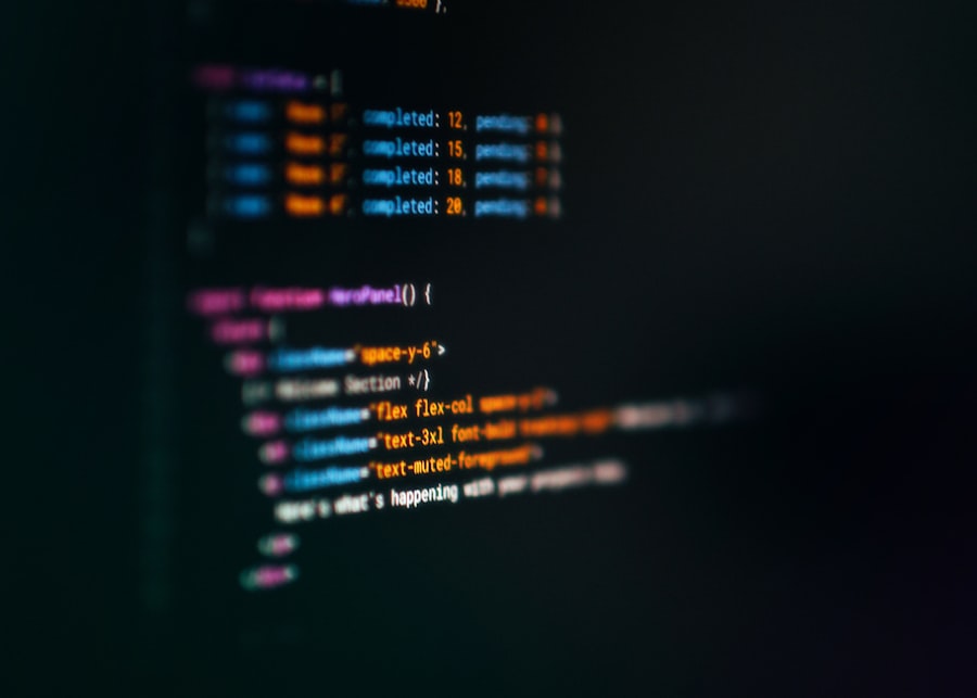 Close-up of source code in a dark editor